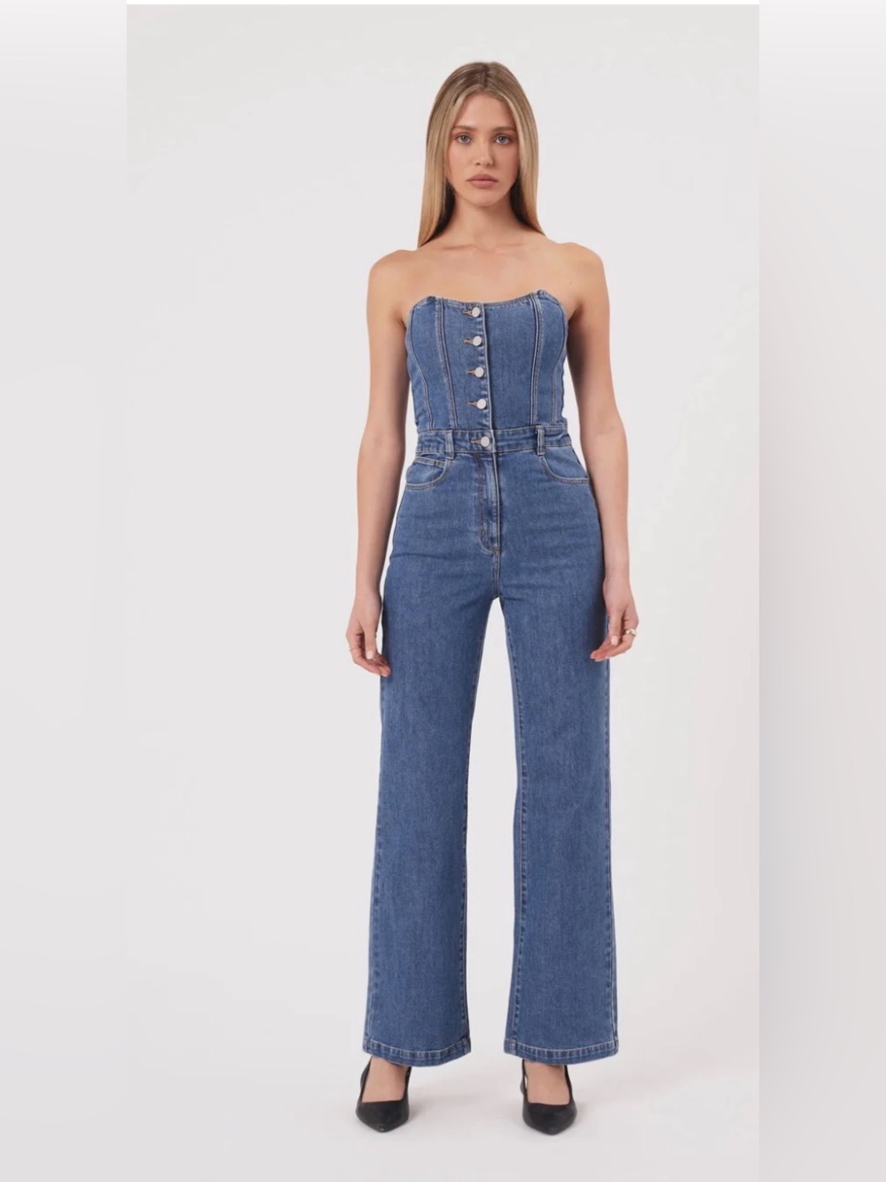 Revolve Abrand Viva Denim Jumpsuit - Estelle - Size Small